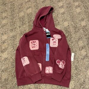 Women’s Maroon Hoodie with Mickey and Minnie Patches